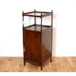 A 19th Century mahogany two-tier whatnot with cabinet