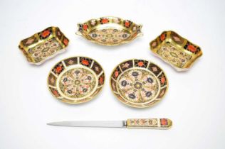 Two pair of Royal Crown Derby ‘Old Imari’ pattern pin dishes and other items