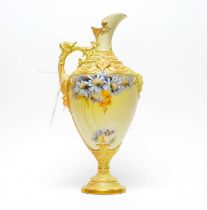 A Royal Worcester blush ivory ewer