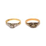 Two Art Deco diamond solitaire rings
