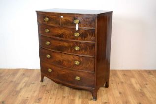 A late Georgian mahogany bowfront chest of drawers