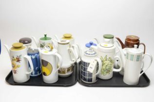 An assortment of ceramic coffee pots