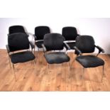 A set of six contemporary chrome framed office chairs