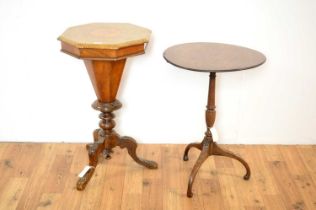 A Victorian inlaid walnut trumpet work table