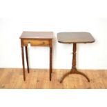 19th Century inlaid mahogany hall table with another oak table