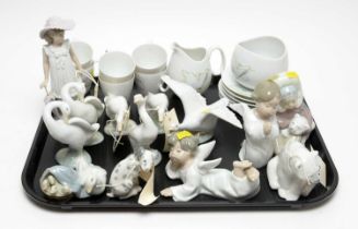 A collection of Lladro figures; and other ceramic items