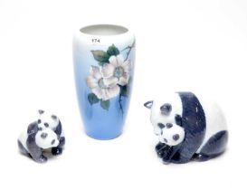 Two Royal Copenhagen panda figure groups