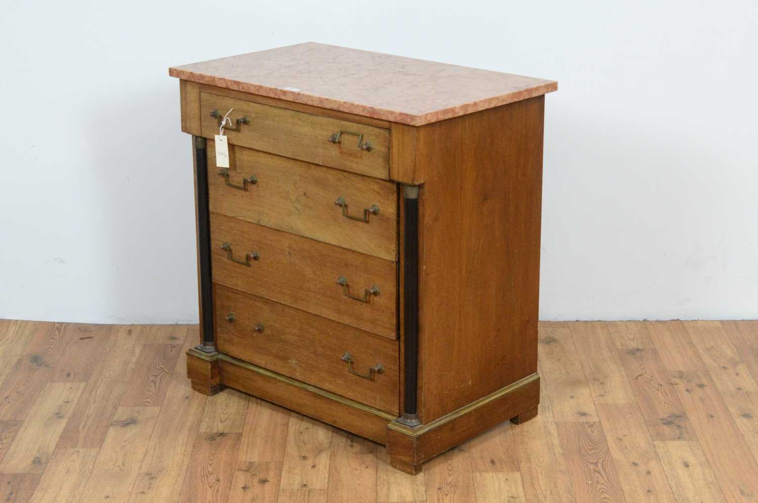 A 19th Century Continental mahogany and marble-topped chest of drawers