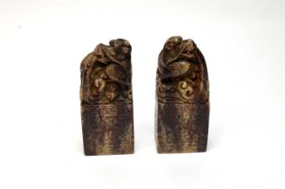 A pair of Chinese soapstone table seals