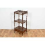 Victorian mahogany three-tier whatnot.