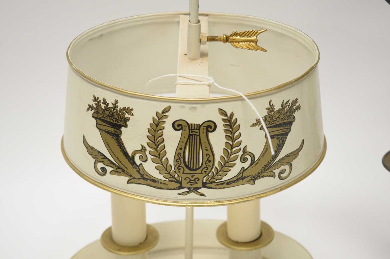 An Eastern brass twin branch table lamp; and another lamp - Image 2 of 4