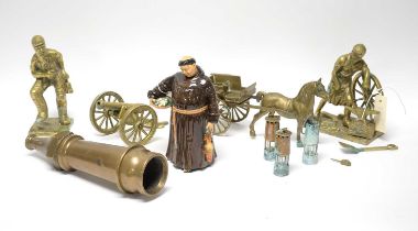 A collection of colliery and other brass collectibles; and other items