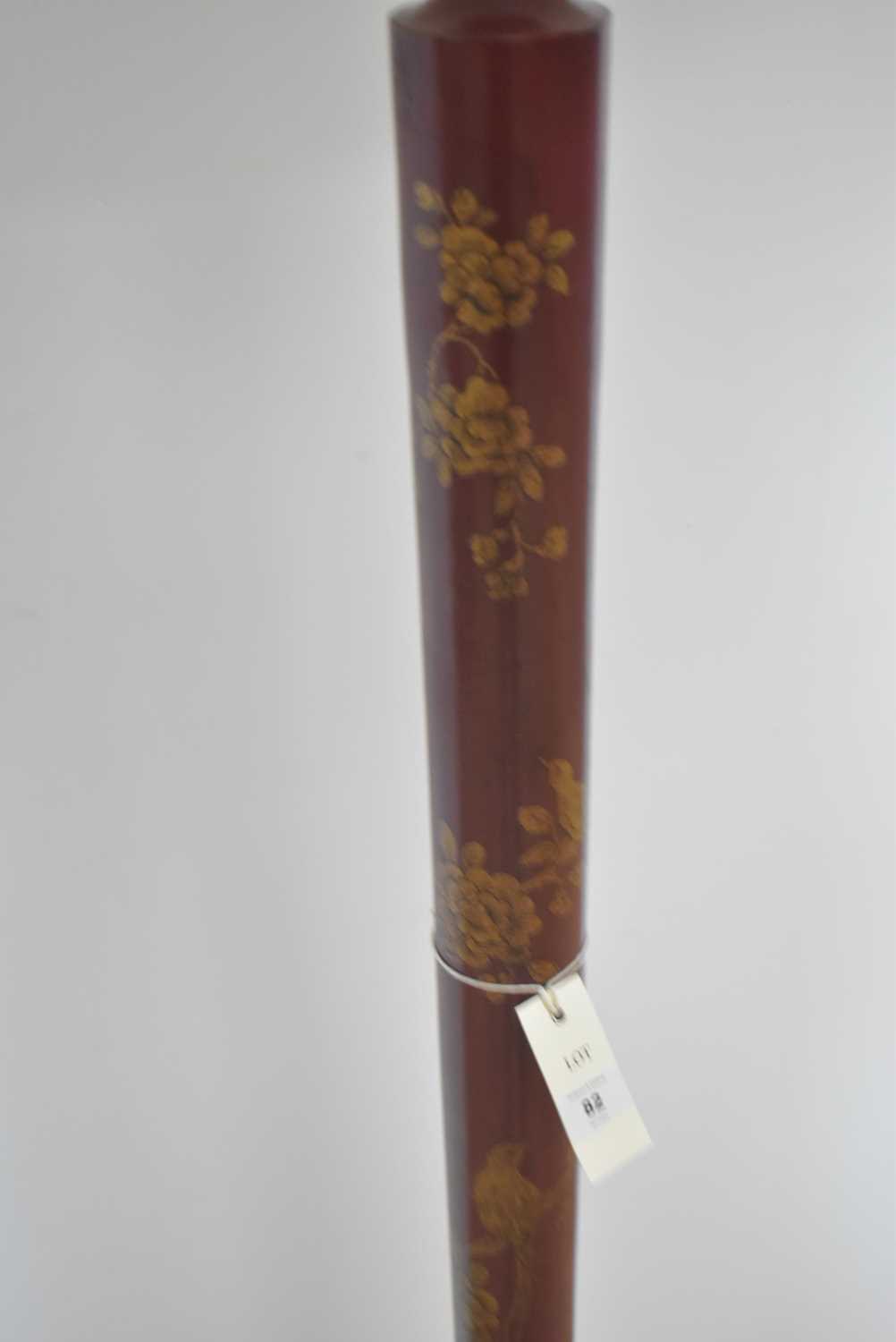 A decorative mid-20th Century red lacquered chinoiserie design standard lamp, - Image 3 of 4