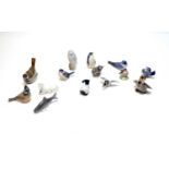 A collection of Danish ceramic bird figures
