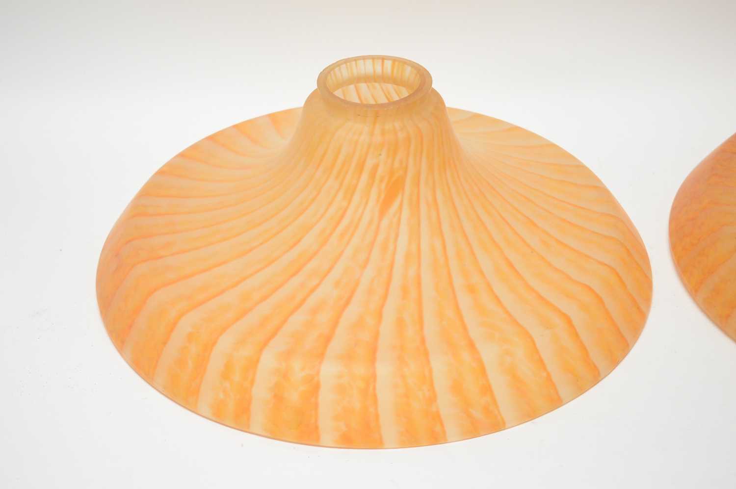 A pair of Art Deco striped mottled orange ceiling lights - Image 2 of 3