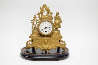 A late 19th Century French gilt metal mantel timepiece