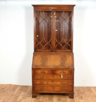 A good quality Georgian style mahogany bureau bookcase