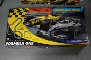 A Scalextric Formula One Williams F1 Team racing set; and others