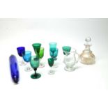 A selection of 19th Century and later coloured and cut glass wares