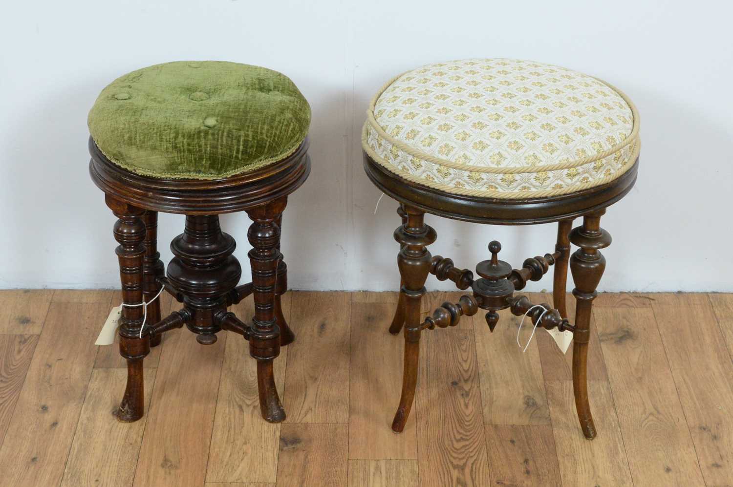 Two Victorian carved nursing chairs and two stools. - Image 4 of 4