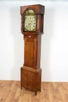 A 19th Century oak and mahogany banded 8-day longcase clock