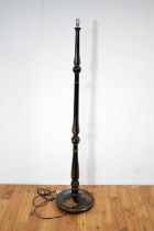A decorative mid 20th Century black lacquered chinoiserie standard lamp,