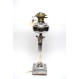 A Victorian silver plated Messengers Patent oil lamp