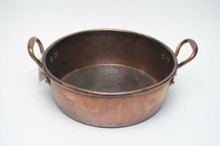 A Victorian copper twin handled jelly pan