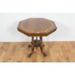 A Victorian inlaid walnut octagonal centre table