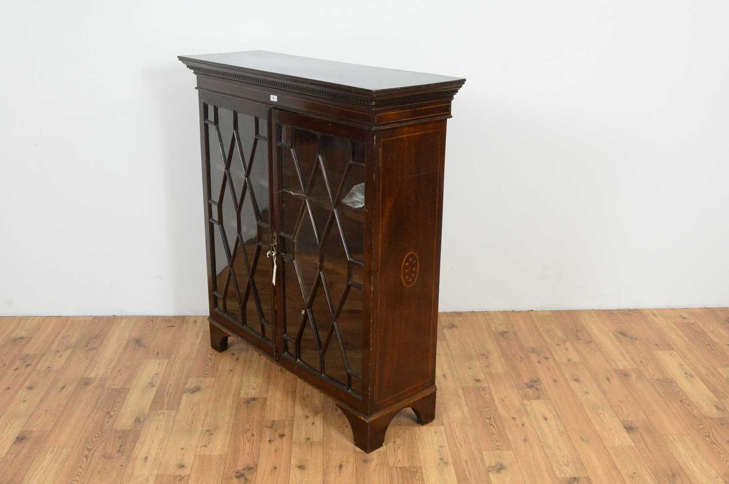 A late 19th Century inlaid mahogany bookcase, - Image 3 of 3