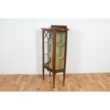 An Edwardian line inlaid mahogany and satinwood banded display cabinet