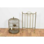 early 20th Century brass firescreen; and a Victorian style birdcage.