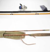 A W. Temple, Whitley Bay fishing rod with RYOBI reel; and another