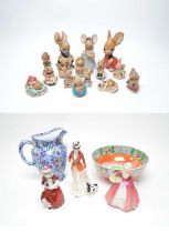 A collection of Pendelfin rabbits; and other items