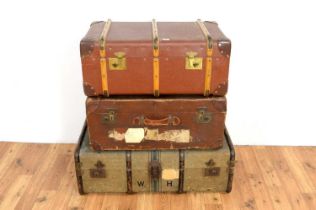 A collection of three vintage 20th Century trunks