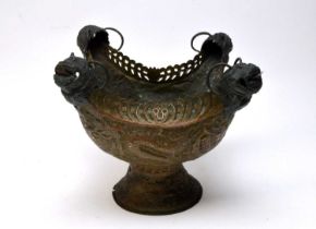 A Tibetan brass comport