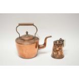 An Art Nouveau copper tankard; and a Victorian copper tea kettle