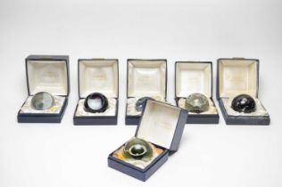 Six limited edition Caithness glass paperweights