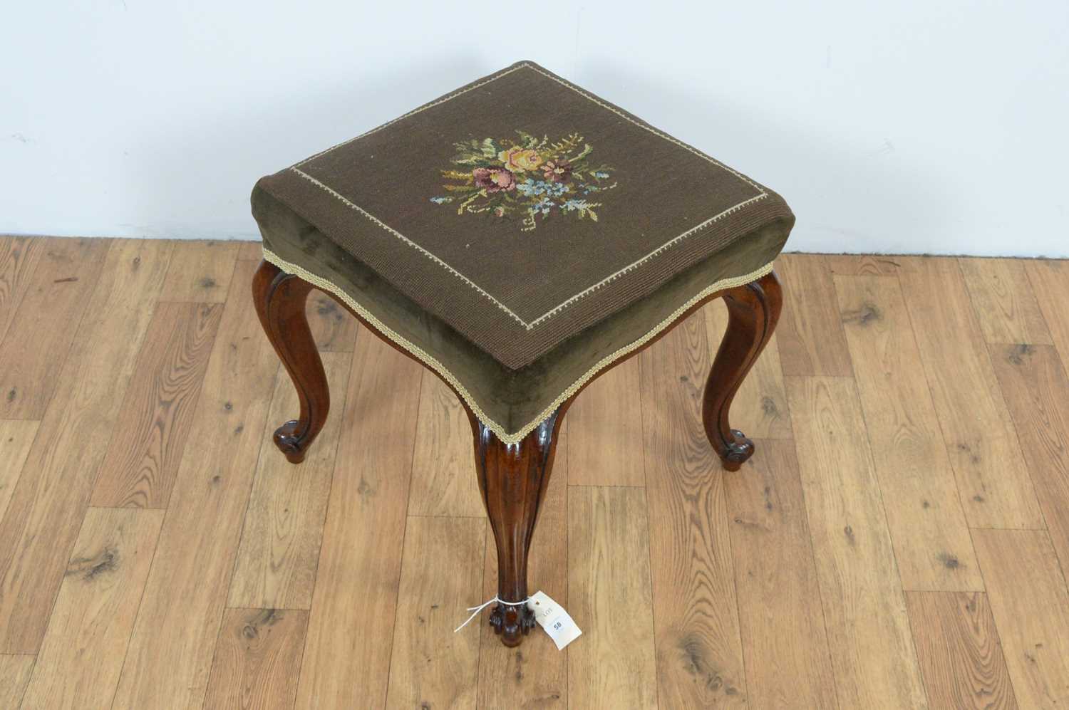 An attractive Victorian carved walnut stool. - Image 2 of 2