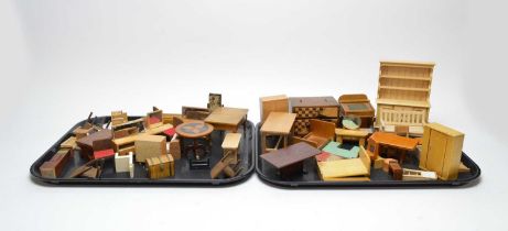 A collection of vintage dolls house furniture