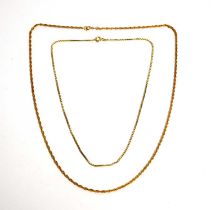Two 9ct yellow gold chain necklaces