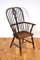 A 19th Century style ash, elm and beech comb-back Windsor back chair