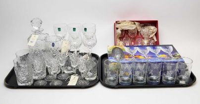 A collection of crystal and glass ware