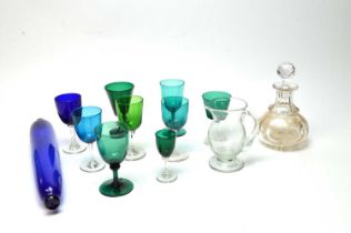 A selection of 19th Century and later coloured and cut glass wares