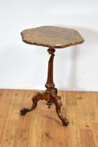 An attractive Victorian burr walnut and walnut tripod occasional table