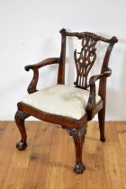 A George III style mahogany child's chair, retailed by Chapmans of Newcastle