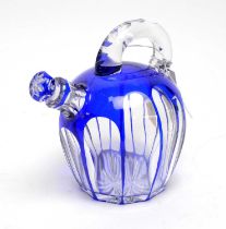 A 19th Century blue flash glass spirit decanter