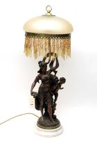 A French bronzed figural table lamp