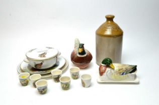 A selection of bird decorated ceramics; and other items