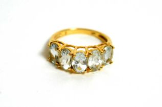 A five stone aquamarine ring